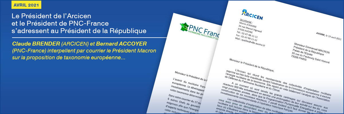 Les Présidents de l'ARCICEN et de PFC-France écrivent au Président de la République